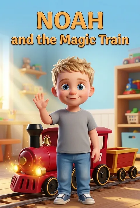 Cover of the personalised book with the name Noah on the front
